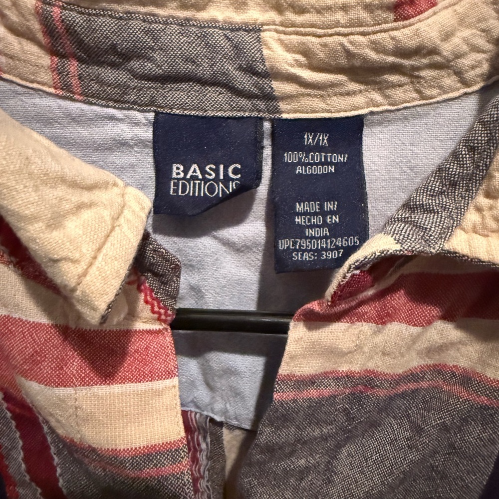 Older Basic Editions Usa Plaid Button Up - image 4